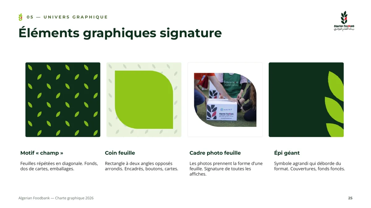 Algerian Food Bank · Éléments graphiques signature