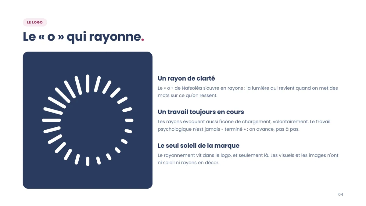 Nafsoléa · Le logo : le « o » qui rayonne